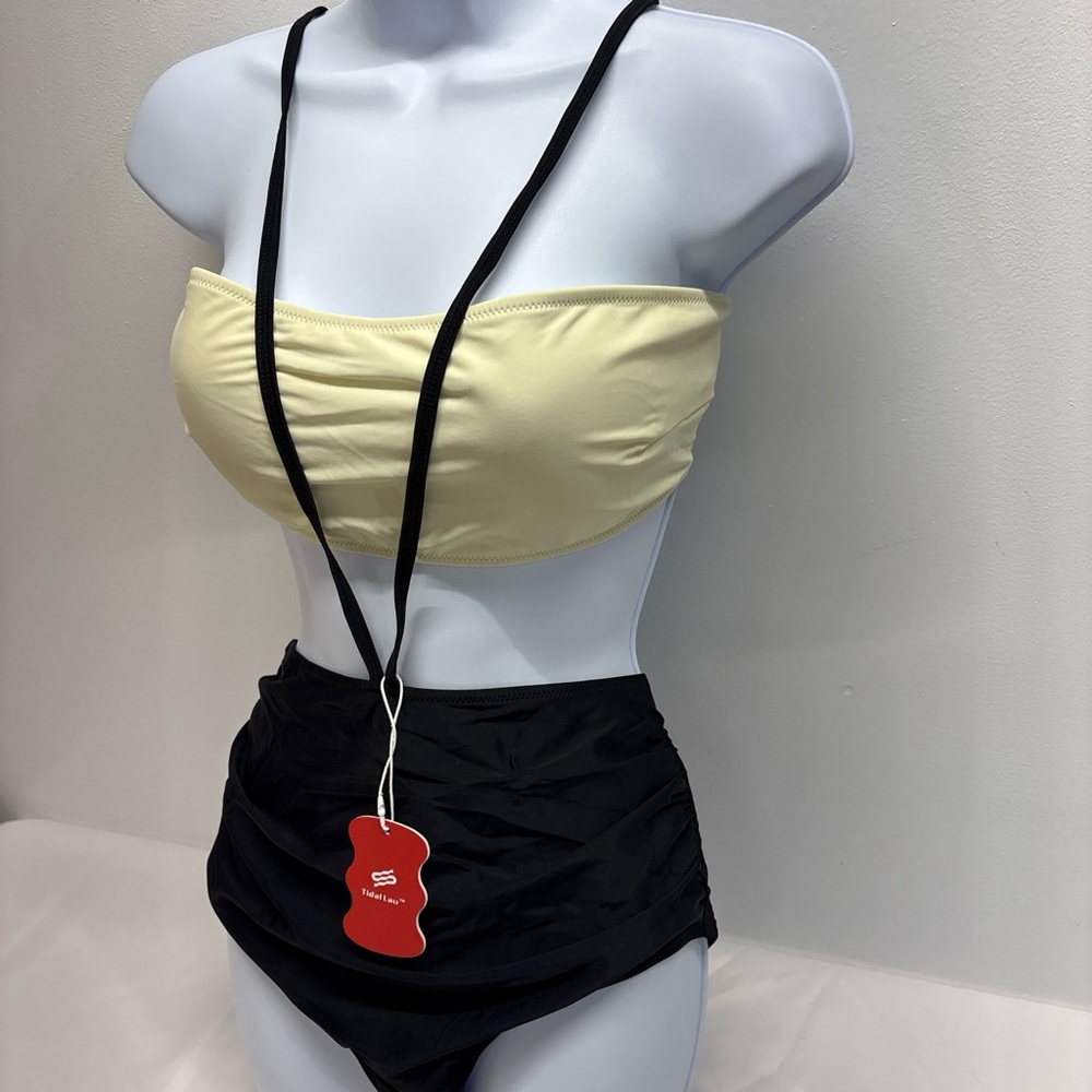 Women's Bikini Set swimsuit size large strapless tummy control bottom new
